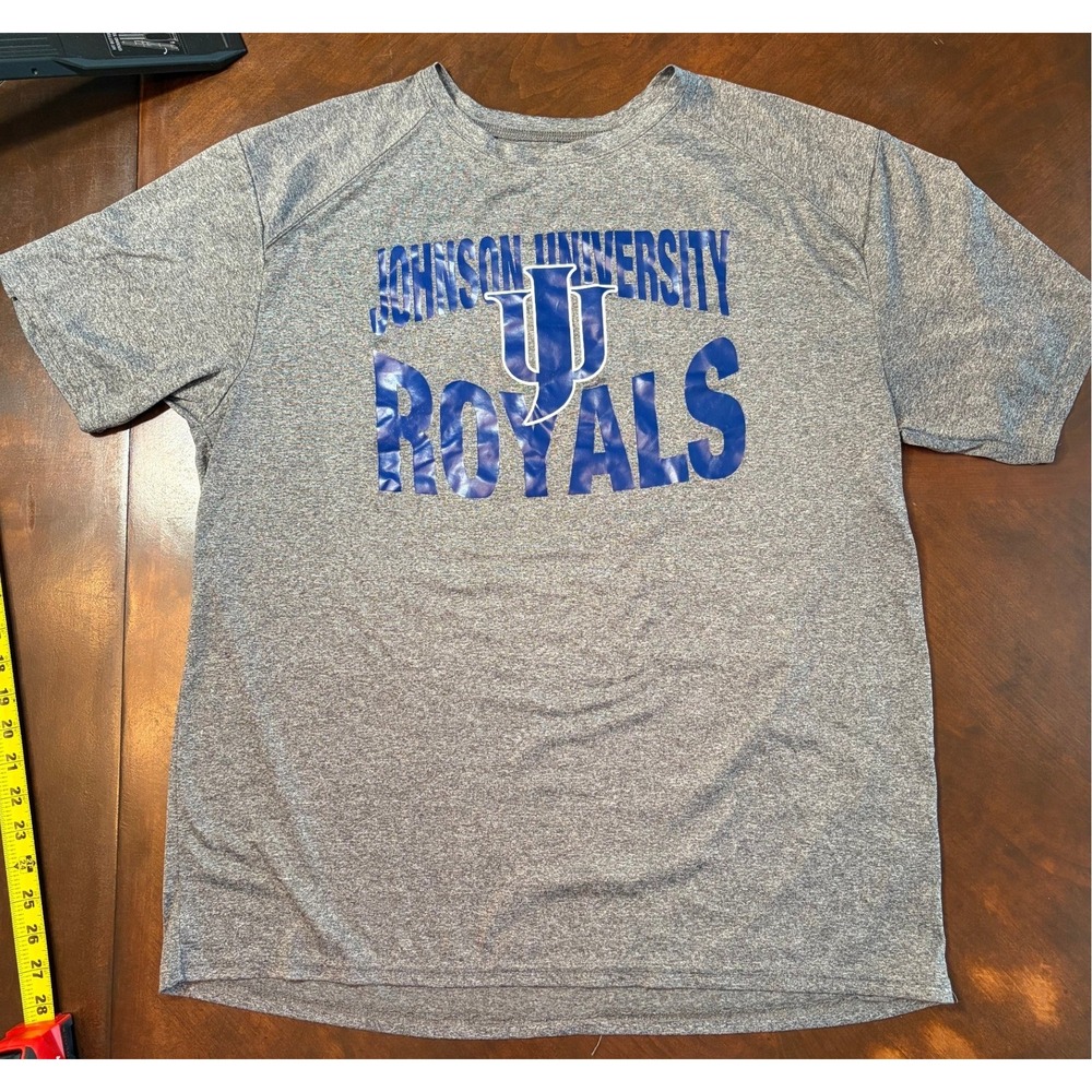 Johnson University Royals T-Shirt Heather Gray Blue Graphic‎ Athletic Mens Large
